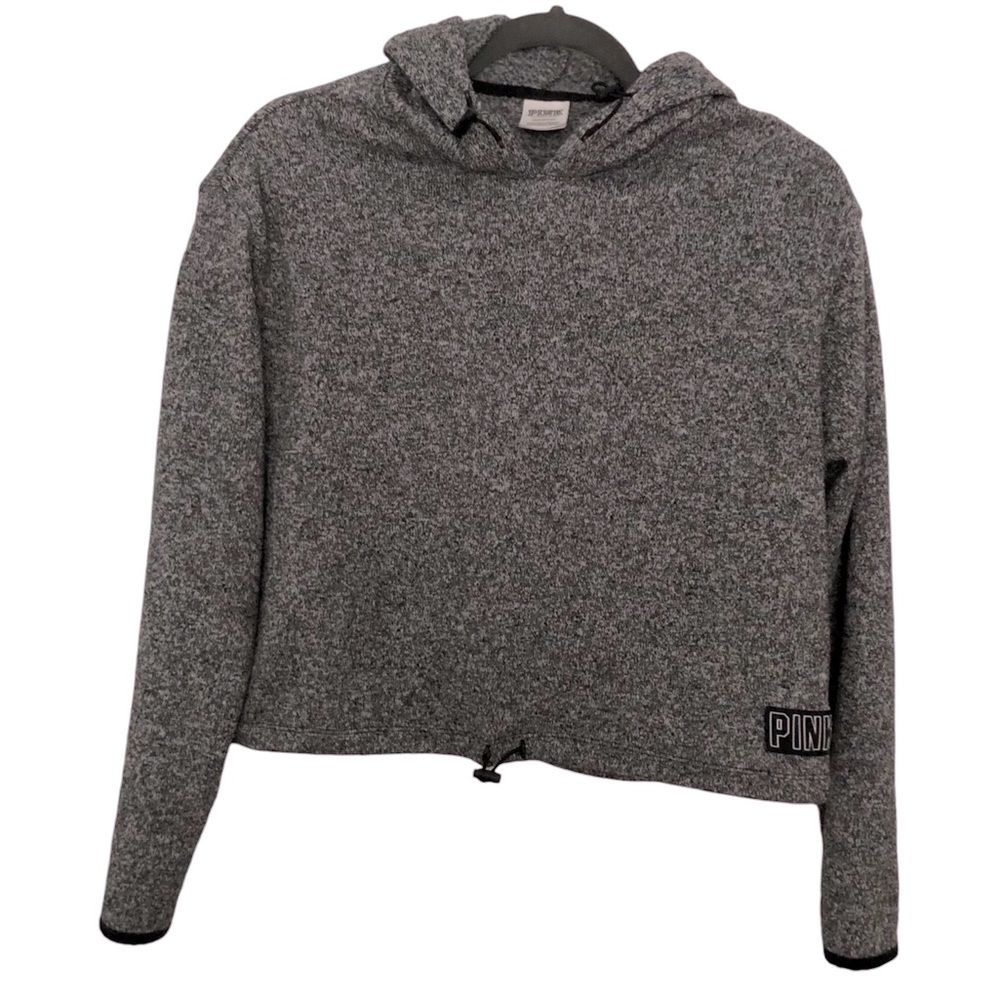 PINK Victorias Secret Gray Knit Hooded Cropped Pullover. Size: Small